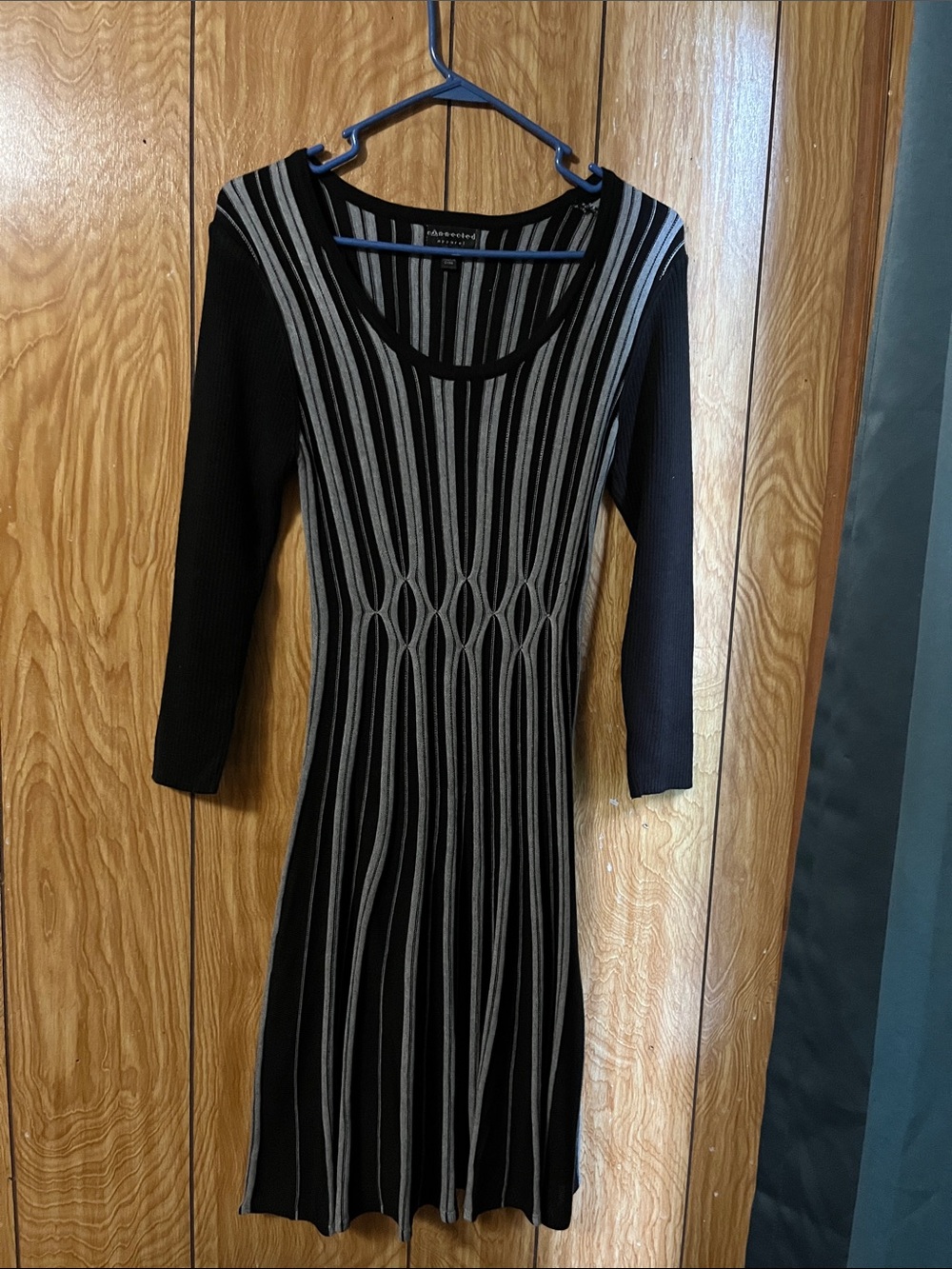 Lane Bryant Black Dress with Gray Vertical Stripes